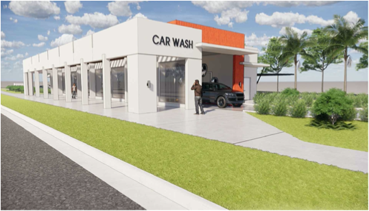 3D Rendering of Gas Station/Car Wash Combo