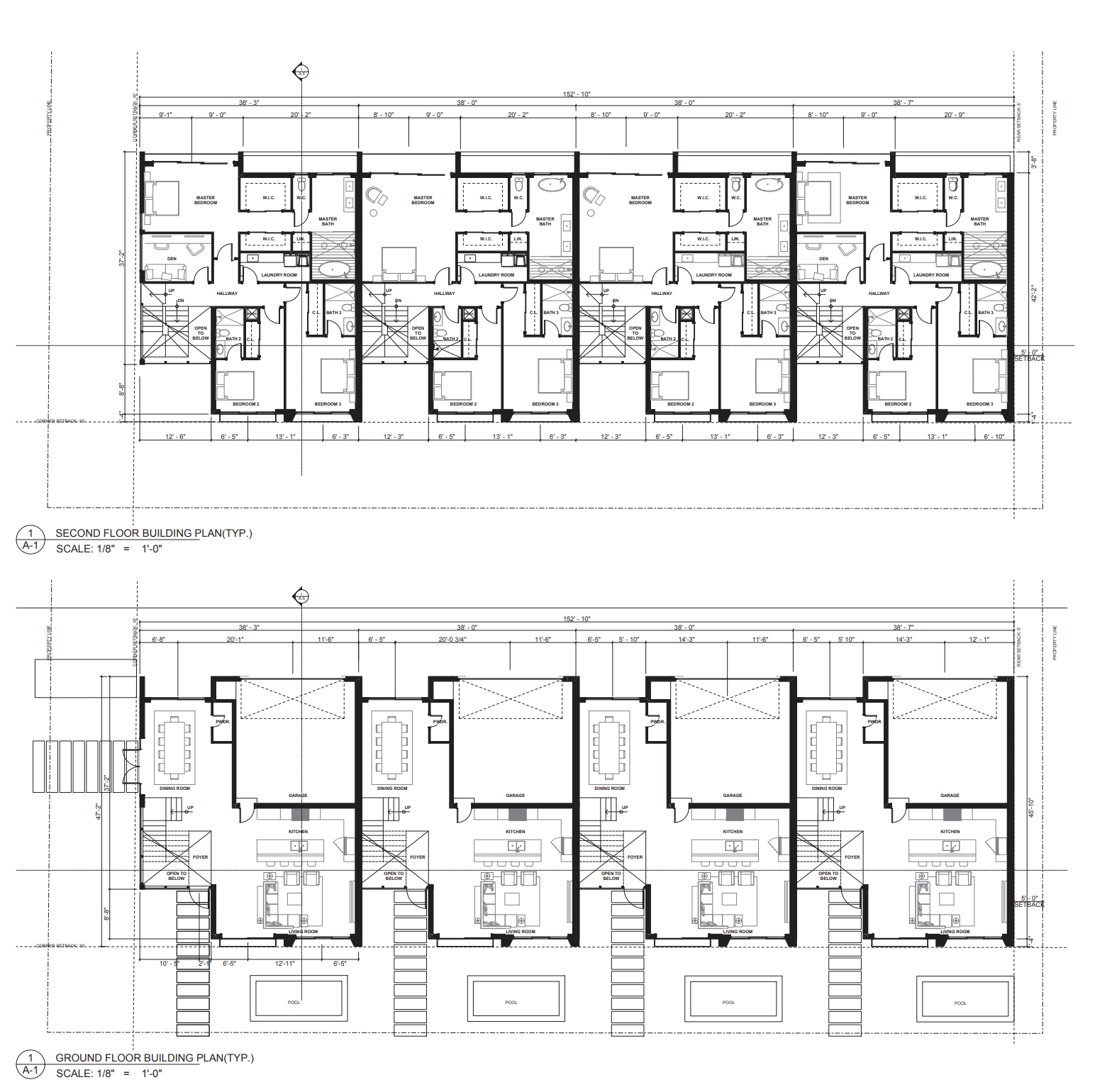Floor Plans at Esmonda Townhomes; Courtesy of FieldAgency Architecture.