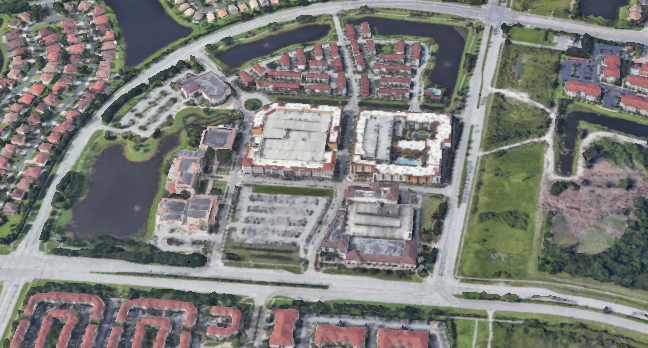 An aerial shot of the complex's general location via Google Earth