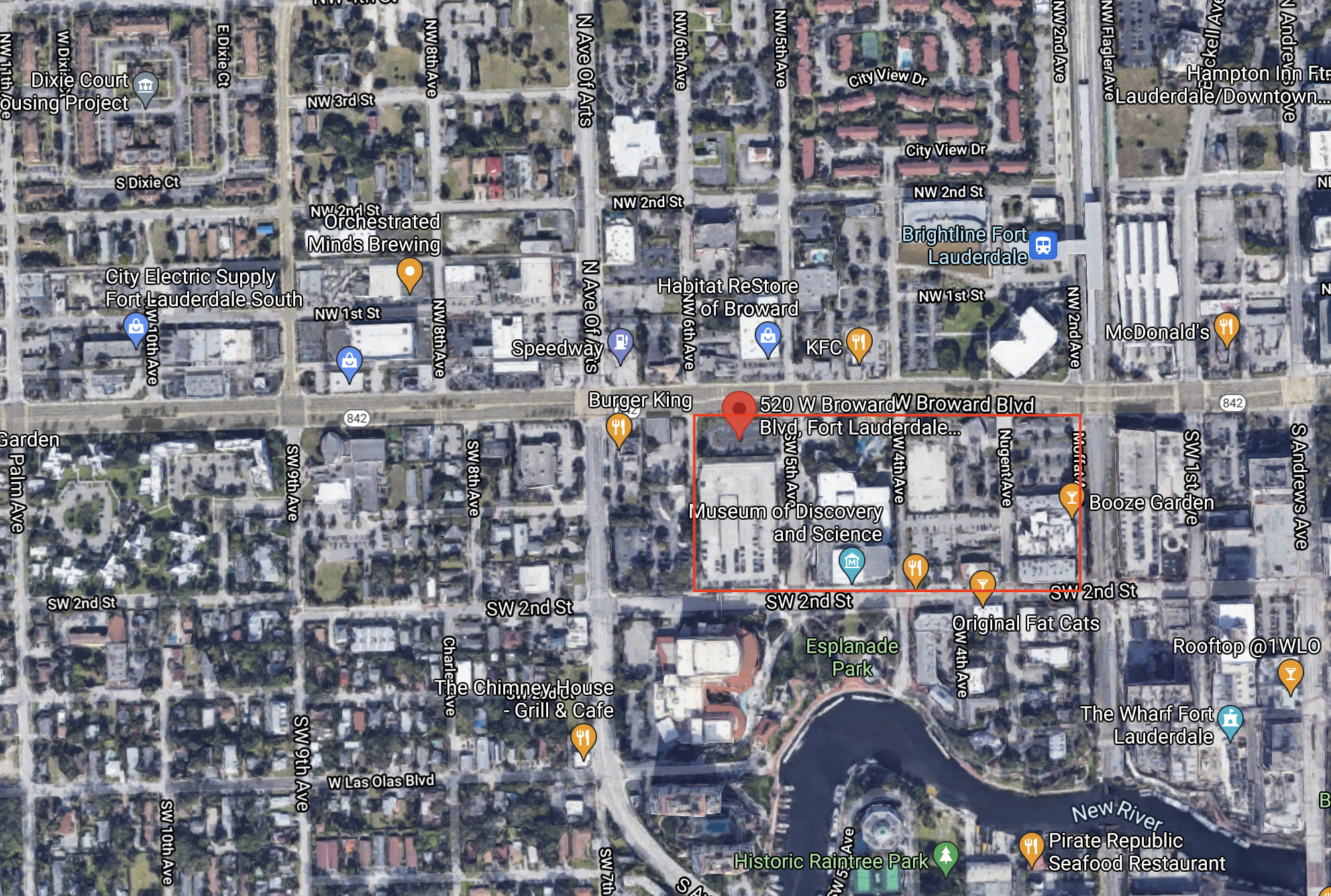 Potential sites for Broward Crossing. Courtesy of Google Maps.