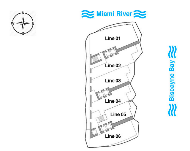 The hotel is divided into sections called "lines"