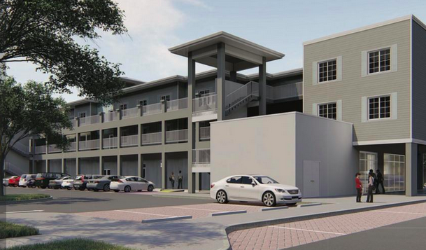 The mid-rise buildings will measure three stories above grade