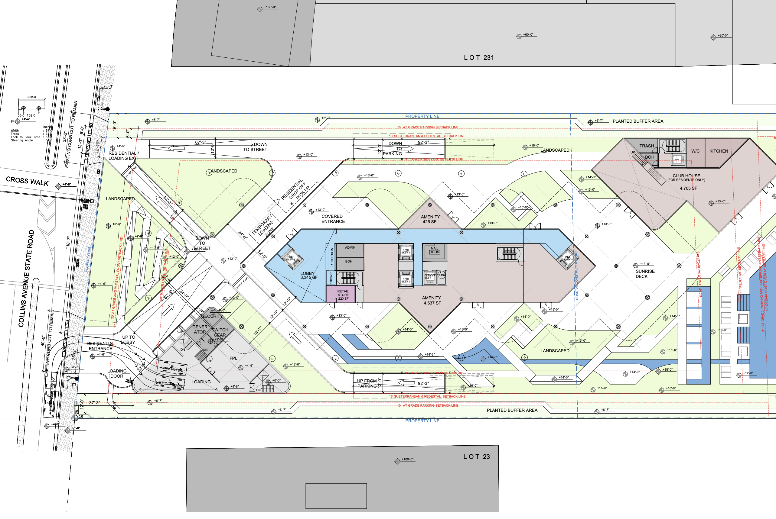 Site Plan. 5333 Collins Avenue. Courtesy of ODP Architecture & Design.