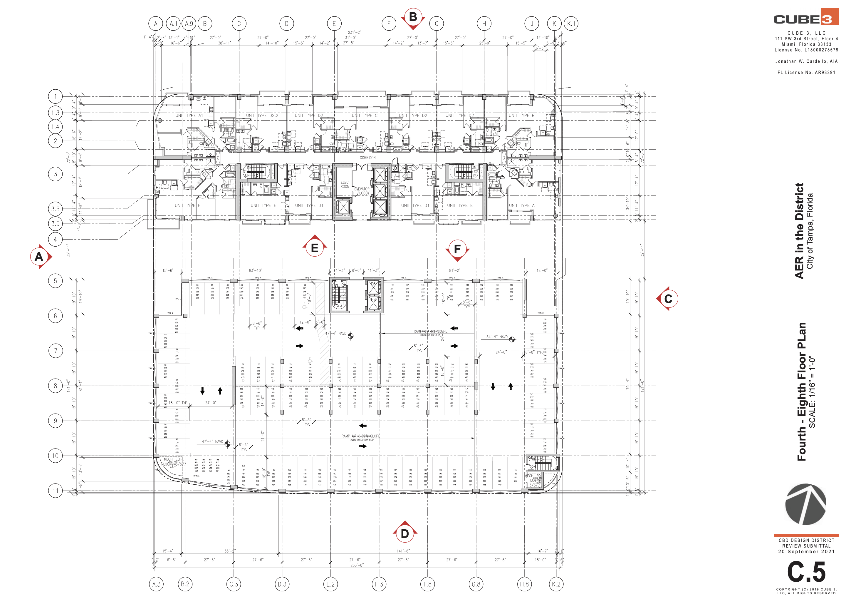 Fourth - Eight Floor Plan. Courtesy of Cube 3.