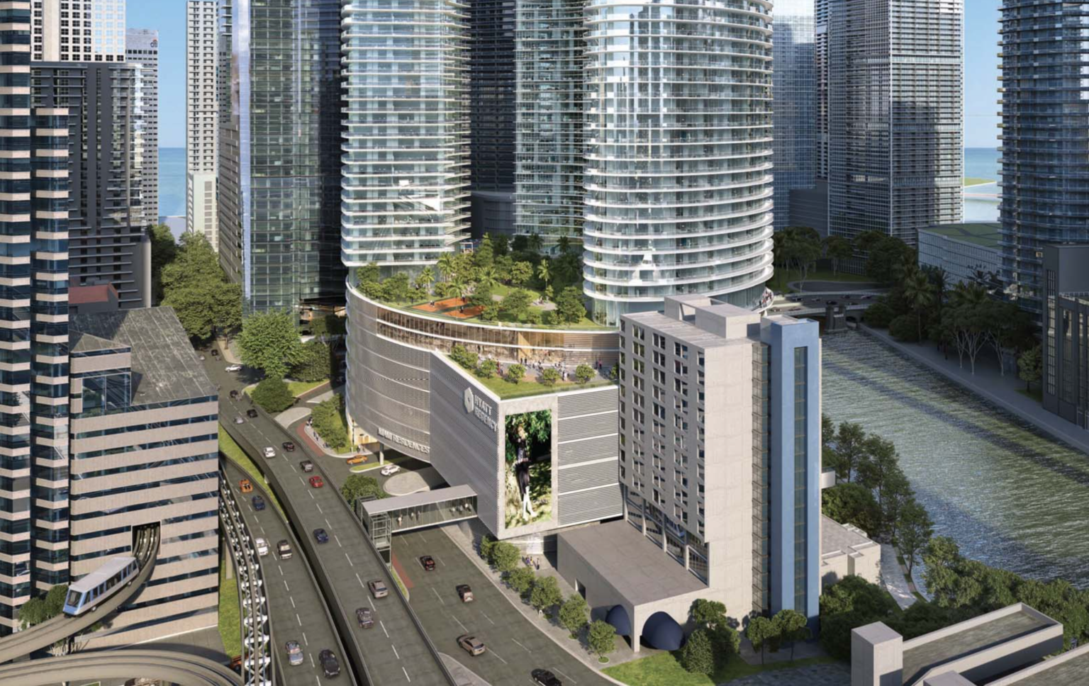 Miami Development New Renderings Emerge of Hyatt And Gencom's Planned Miami Riverbridge ...