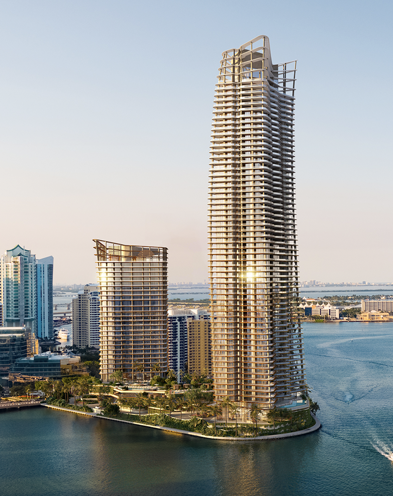 ‘One Island Drive’ With Two Towers Designed By Kohn Pedersen Fox, Set To Soar Over 800 Feet On Brickell Key