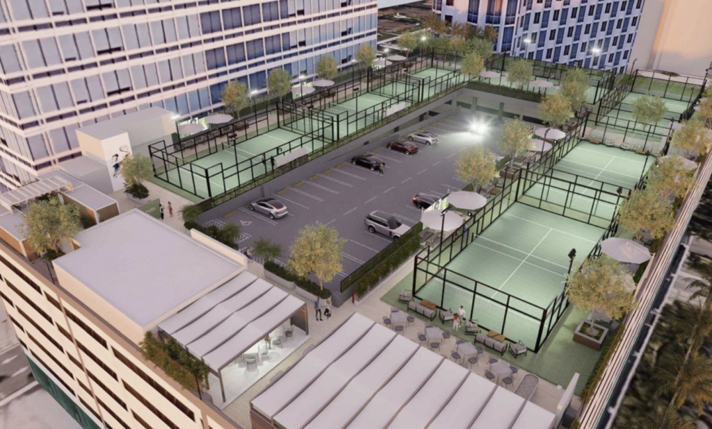 Icon Padel Aventura Proposed Atop Parking Garage at 18851 N.E. 29th Ave